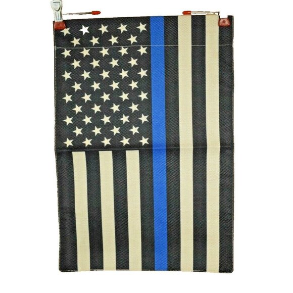 Thin Blue Line 12 x 18 Double Sided Nylon Burlap Garden Flag - Picture 2 of 2
